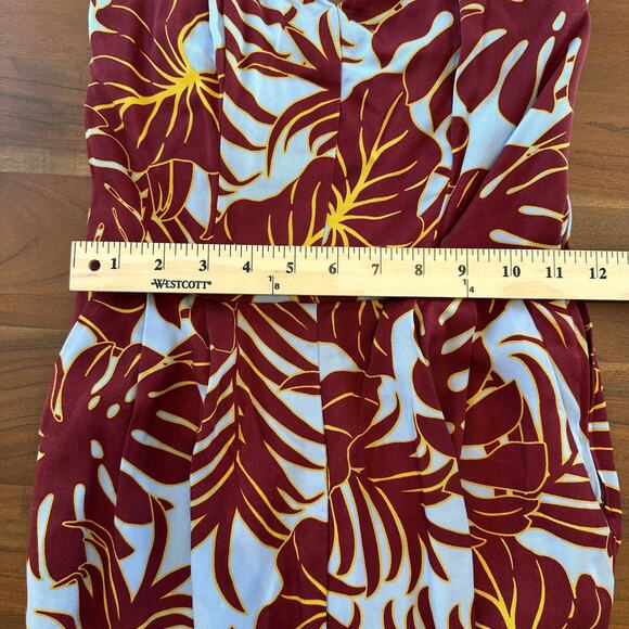 H&M Conscious Red Blue Floral Strapless Sweetheart Neckline Zip Jumpsuit Size 2 - Picture 12 of 13